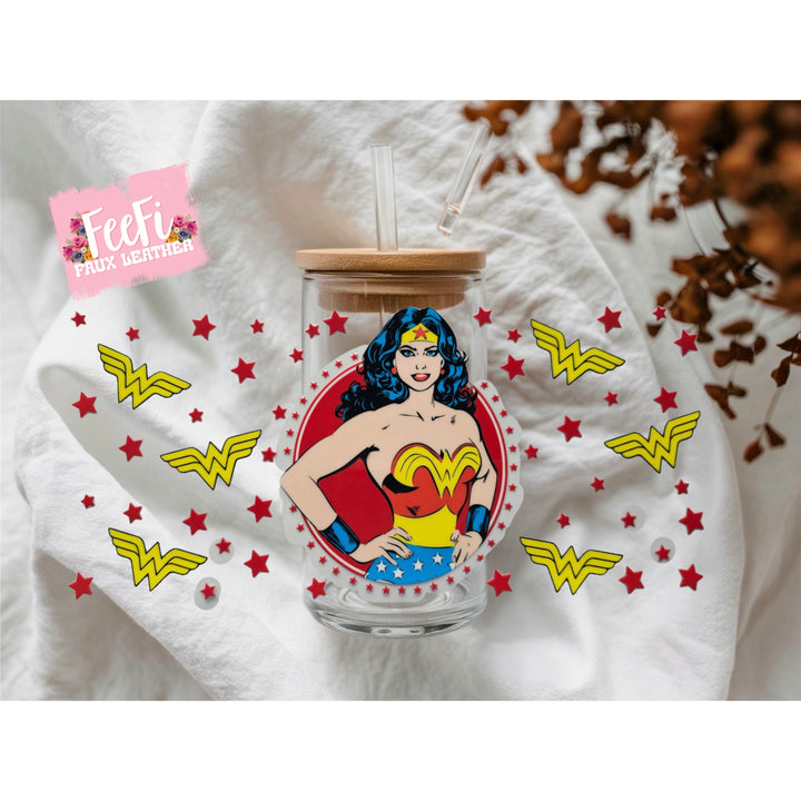 Wonder Woman UV DTF Cup Wrap – Easy Cup Wrap for Tumblers & Projects FeeFiFauxLeather