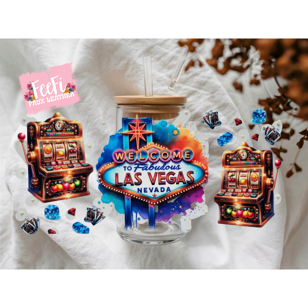 Las Vegas UV DTF Cup Wrap – Easy Cup Wrap for Tumblers & Projects FeeFiFauxLeather