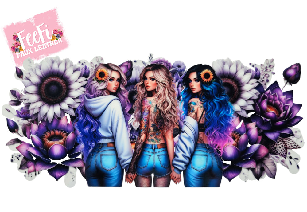 Girl Sunflower UV DTF Cup Wrap – Easy Cup Wrap for Tumblers & Projects FeeFiFauxLeather