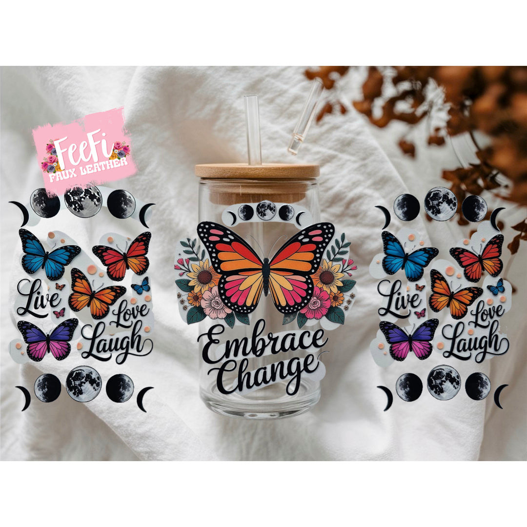 Butterfly UV DTF Cup Wrap – Easy Cup Wrap for Tumblers & Projects FeeFiFauxLeather