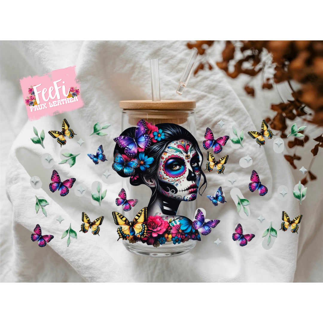 Girl Sunflower UV DTF Cup Wrap – Easy Cup Wrap for Tumblers & Projects FeeFiFauxLeather