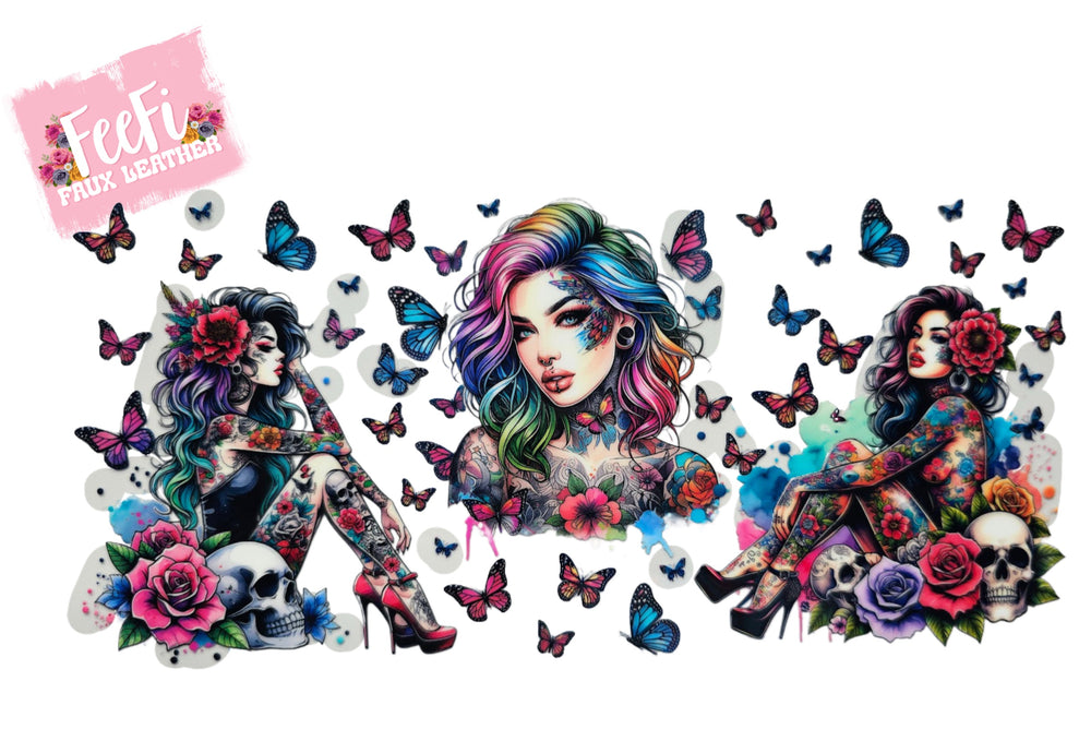 Girl Sunflower UV DTF Cup Wrap – Easy Cup Wrap for Tumblers & Projects FeeFiFauxLeather