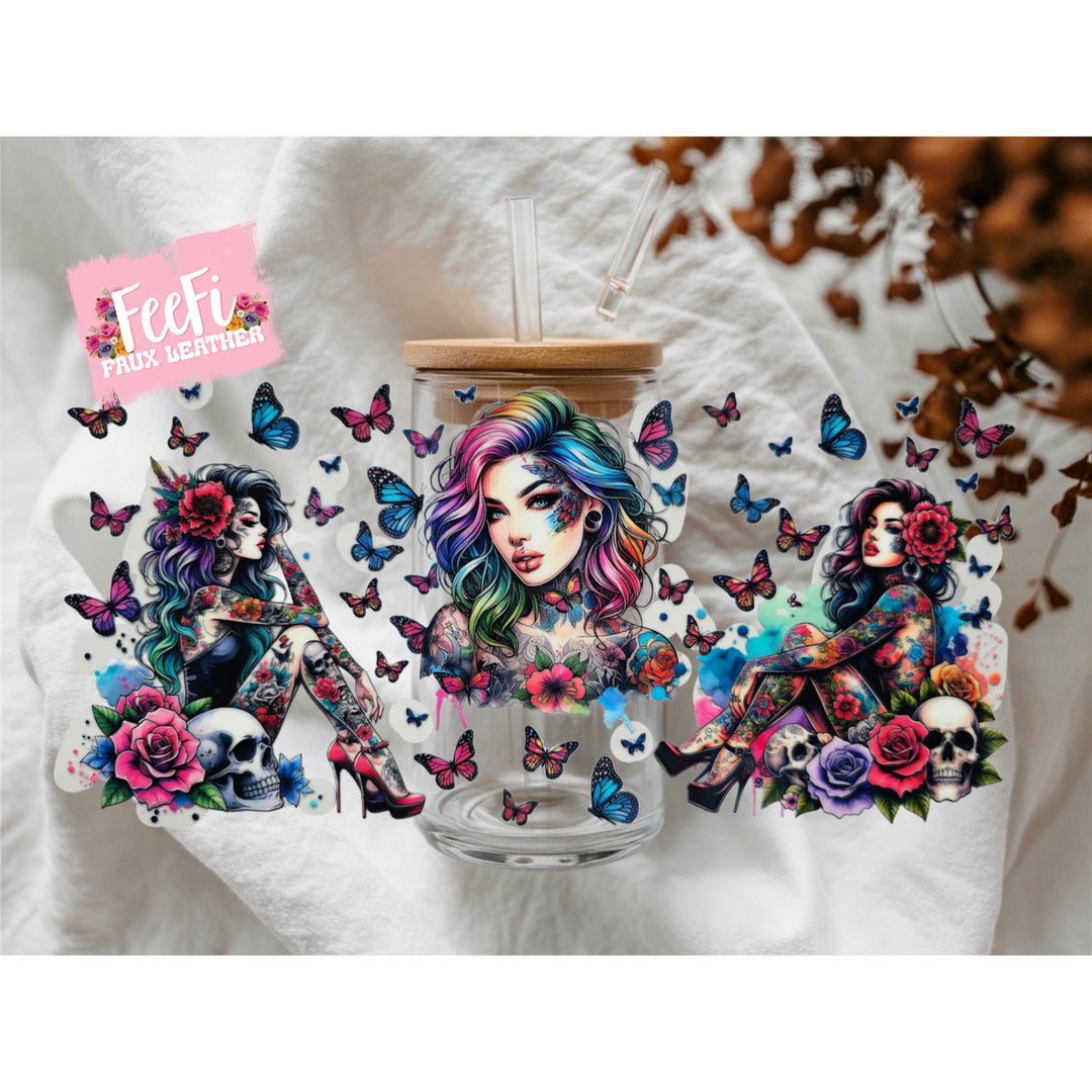 Girl Sunflower UV DTF Cup Wrap – Easy Cup Wrap for Tumblers & Projects FeeFiFauxLeather