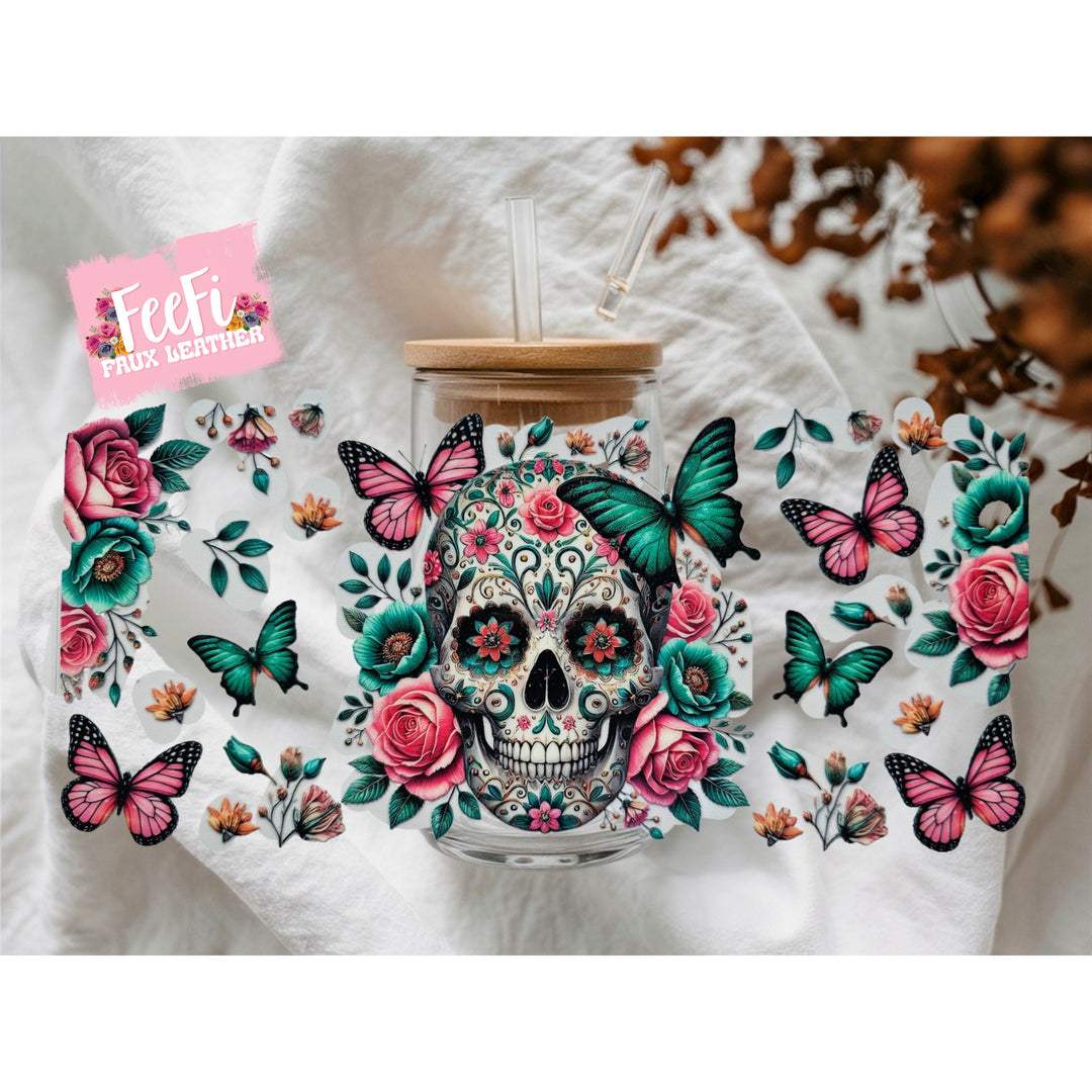 Skull UV DTF Cup Wrap – Easy Cup Wrap for Tumblers & Projects FeeFiFauxLeather
