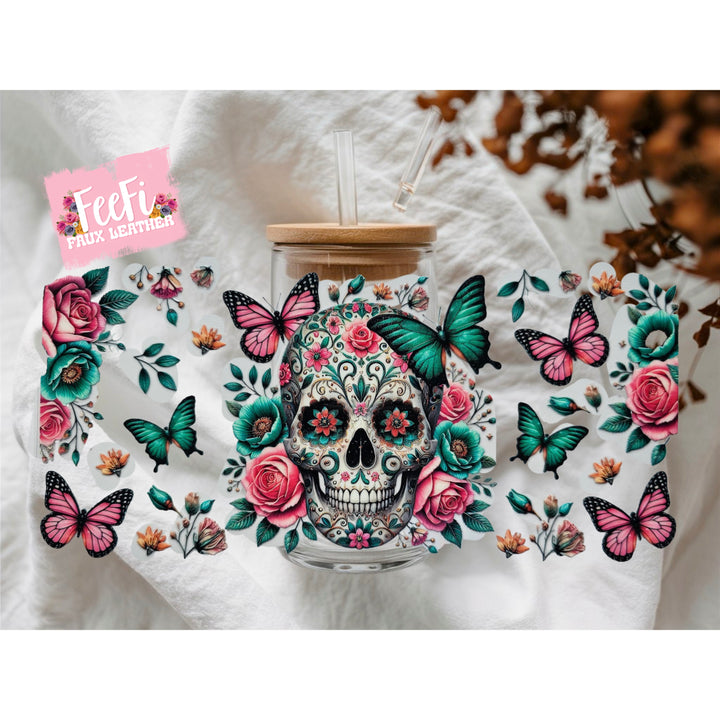 Skull UV DTF Cup Wrap – Easy Cup Wrap for Tumblers & Projects FeeFiFauxLeather