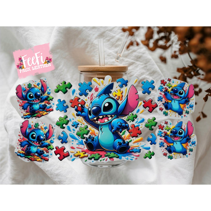Blue Alien UV DTF Cup Wrap – Easy Cup Wrap for Tumblers & Projects FeeFiFauxLeather