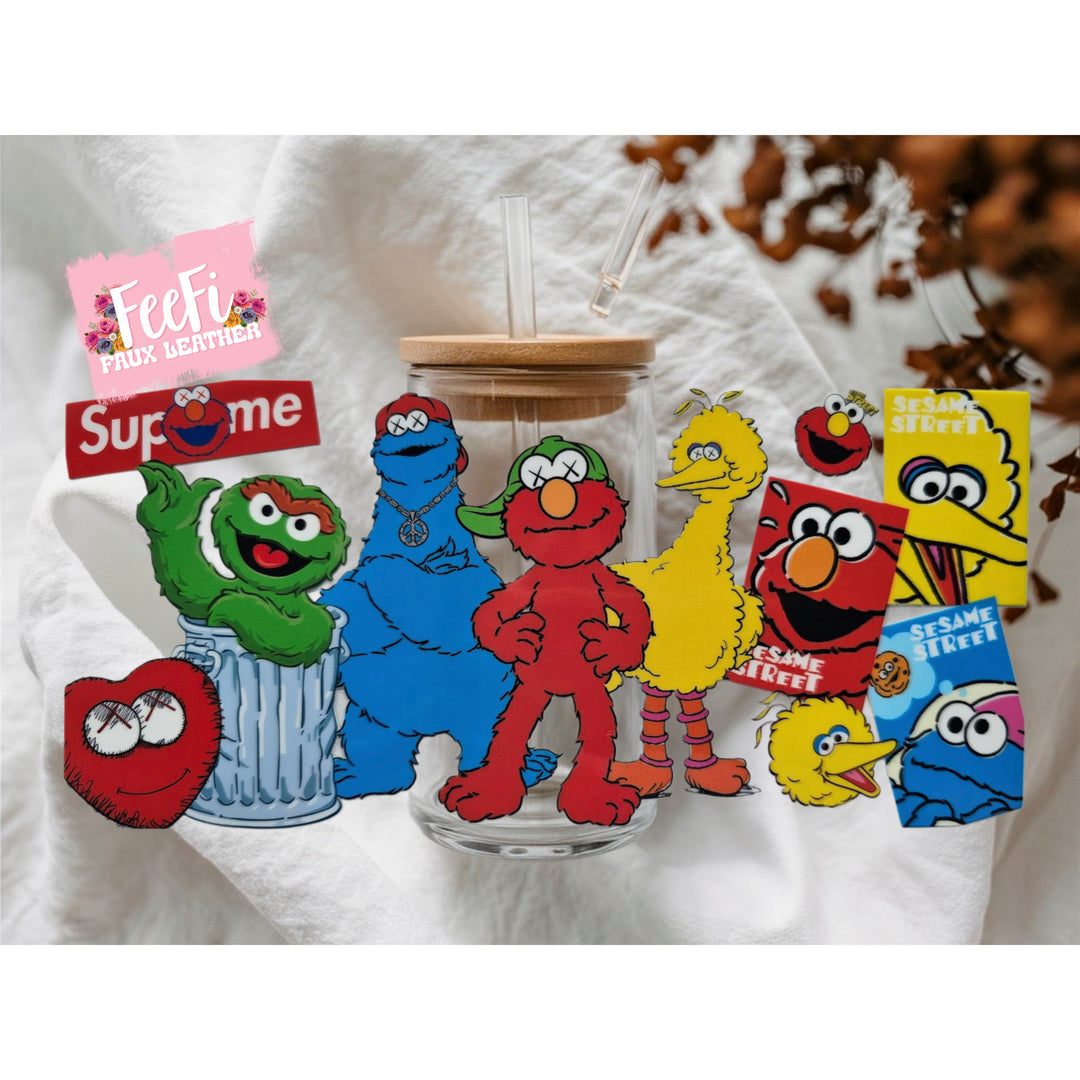 Sesame Street UV DTF Cup Wrap – Easy Cup Wrap for Tumblers & Projects FeeFiFauxLeather