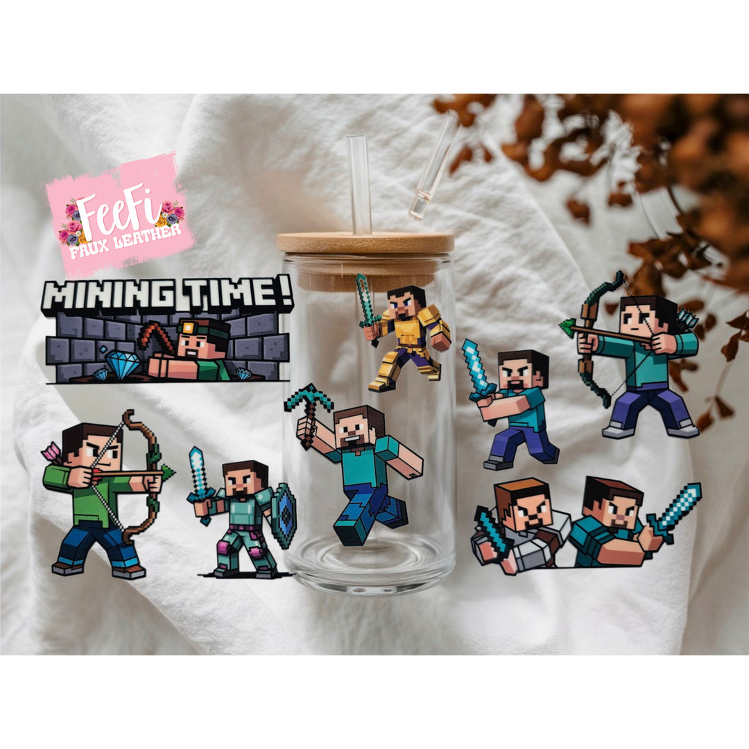 Minecraft UV DTF Cup Wrap – Easy Cup Wrap for Tumblers & Projects FeeFiFauxLeather