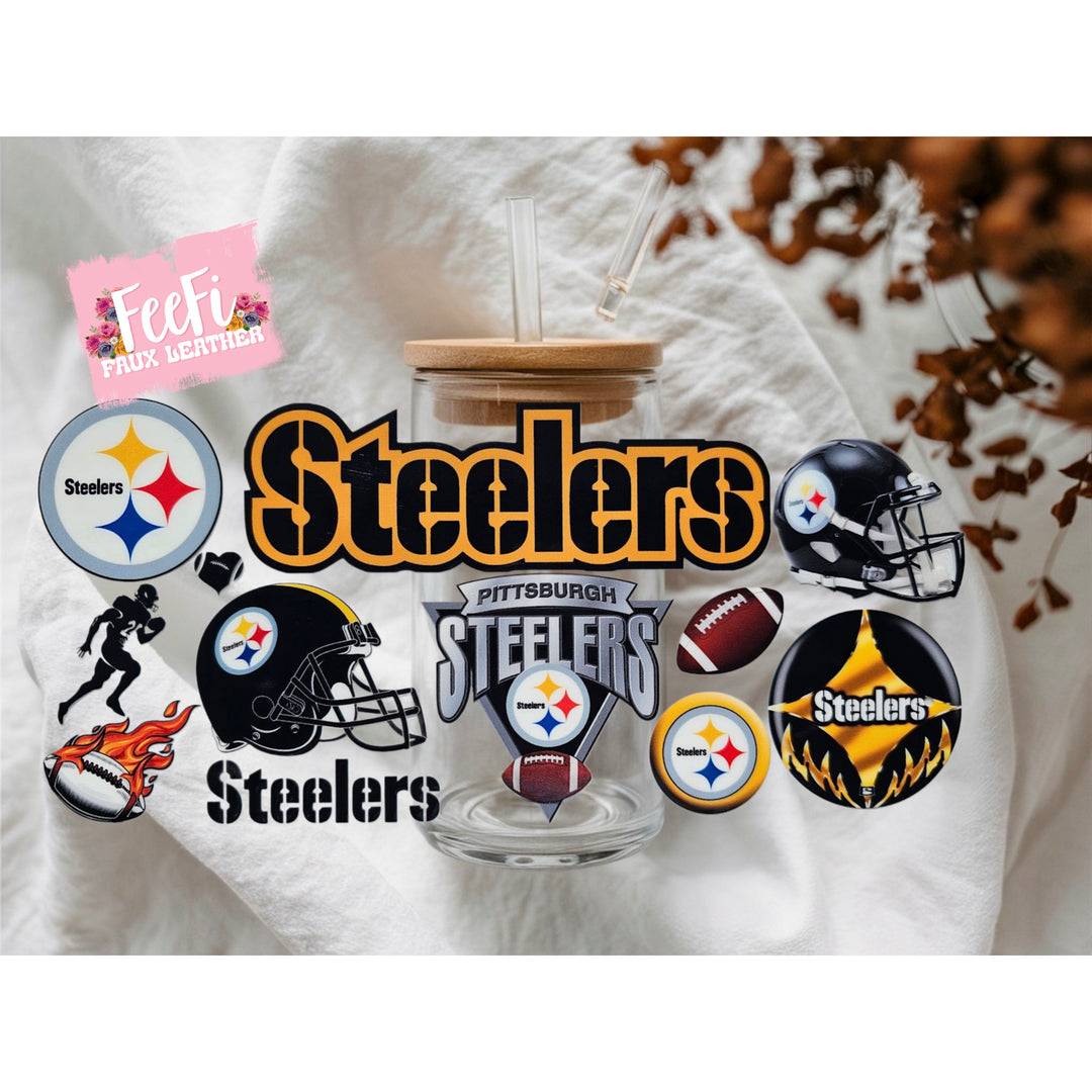 Steelers Football UV DTF Cup Wrap – Easy Cup Wrap for Tumblers & Projects FeeFiFauxLeather