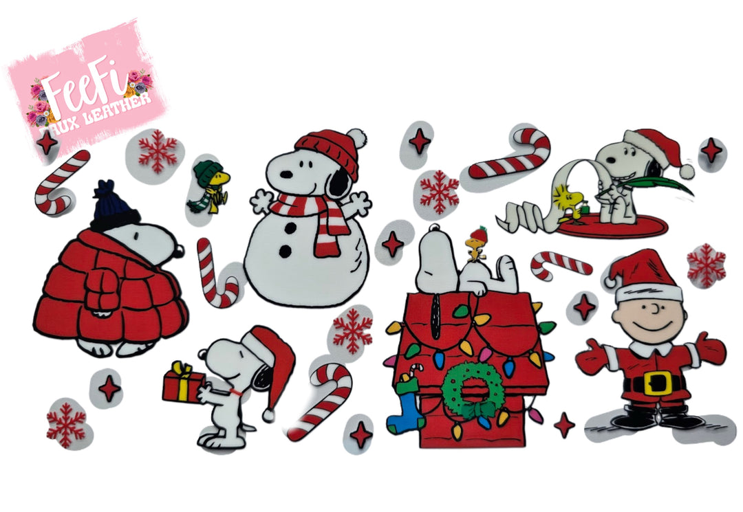 Snoopy Christmas UV DTF Cup Wrap – Easy Cup Wrap for Tumblers & Projects FeeFiFauxLeather