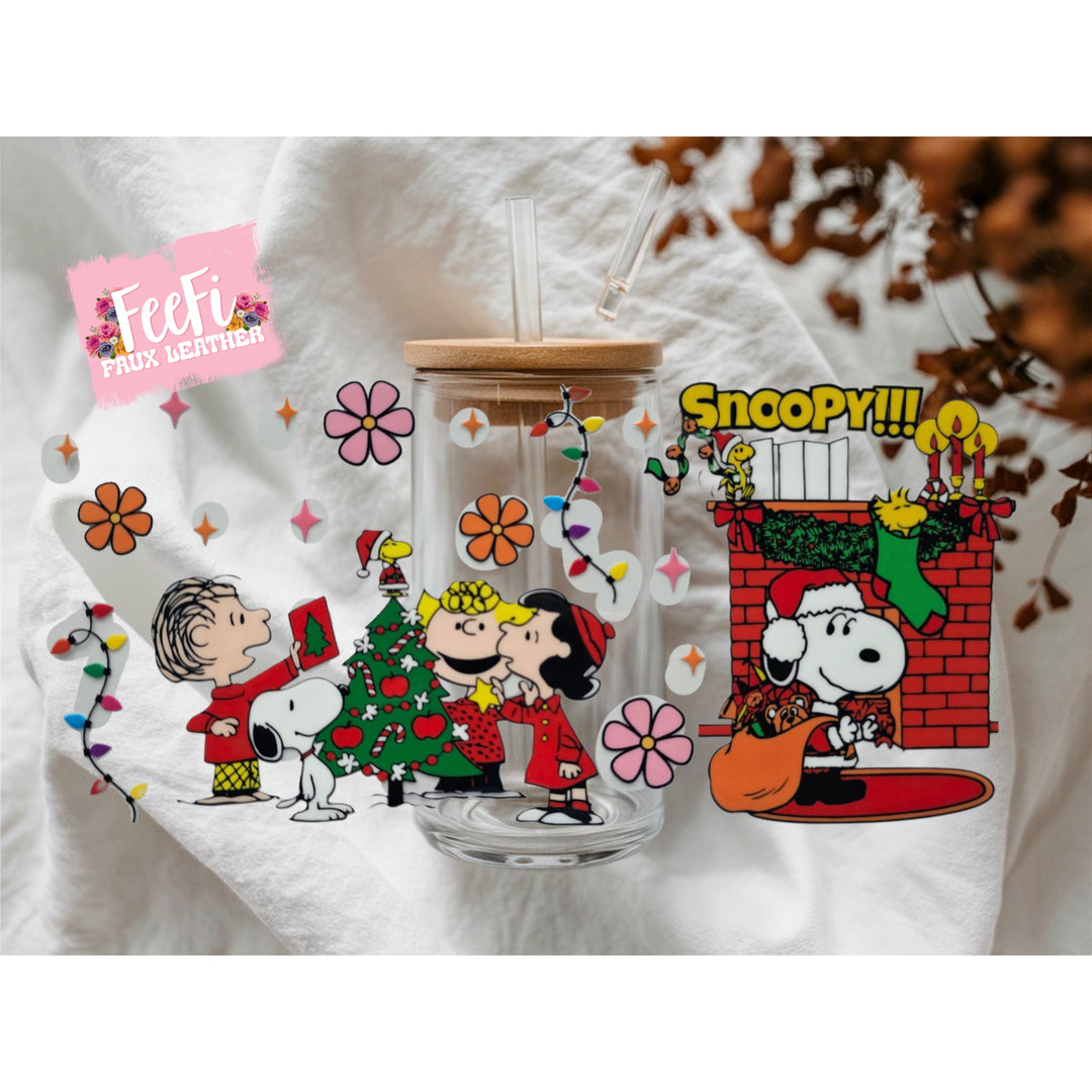 Snoopy Christmas UV DTF Cup Wrap – Easy Cup Wrap for Tumblers & Projects FeeFiFauxLeather