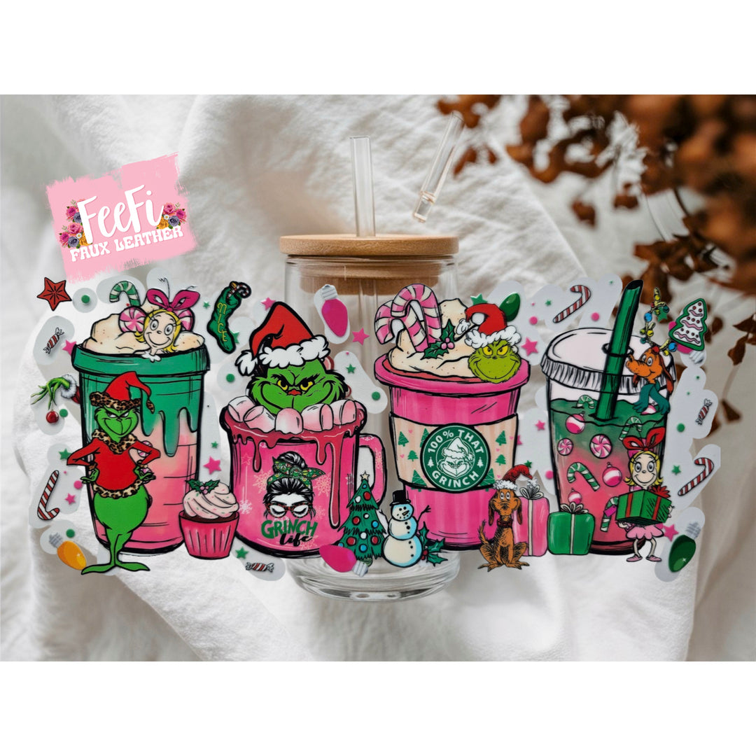 The Grinch Christmas UV DTF Cup Wrap – Easy Cup Wrap for Tumblers & Projects FeeFiFauxLeather
