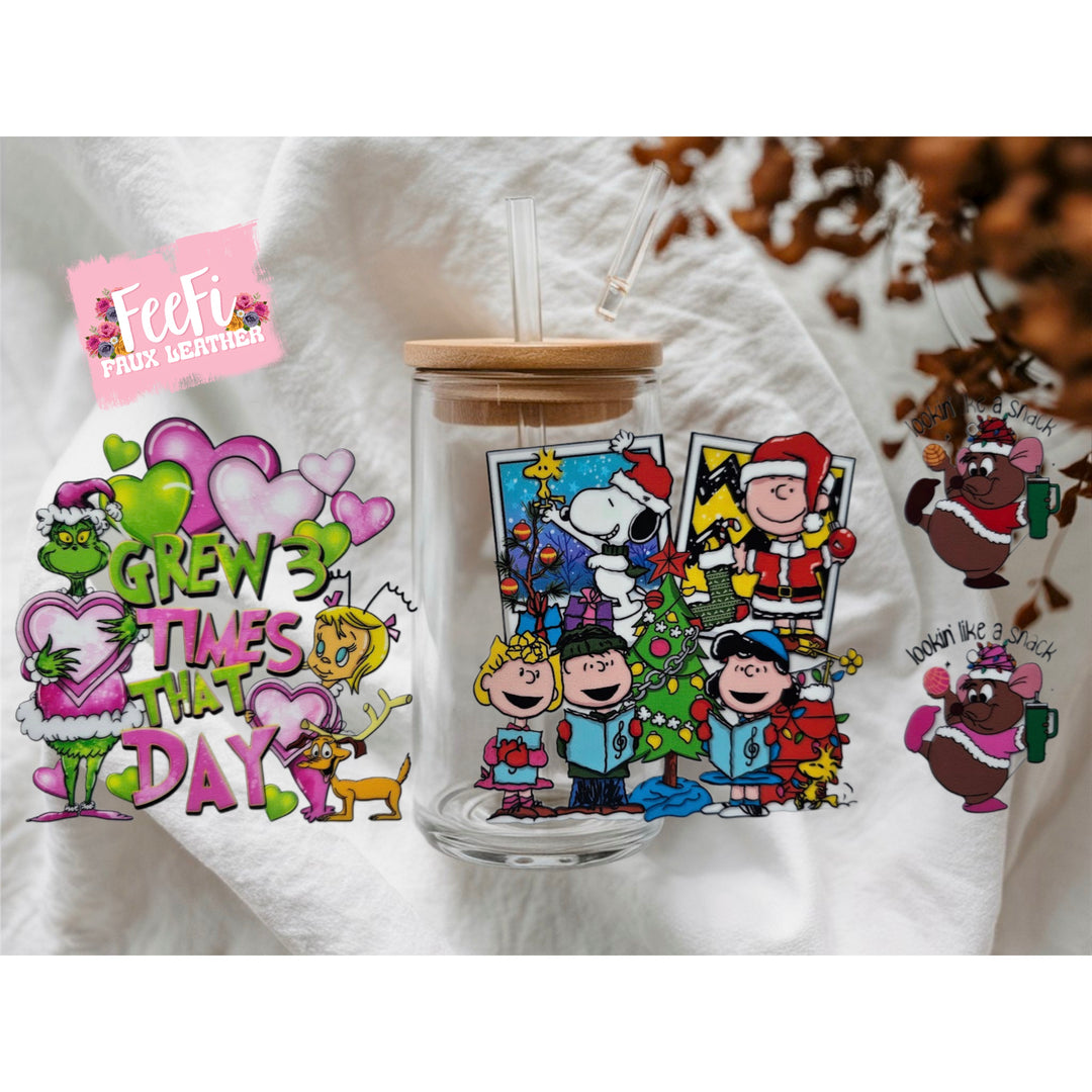 The Grinch Snoopy Christmas UV DTF Cup Wrap – Easy Cup Wrap for Tumblers & Projects FeeFiFauxLeather