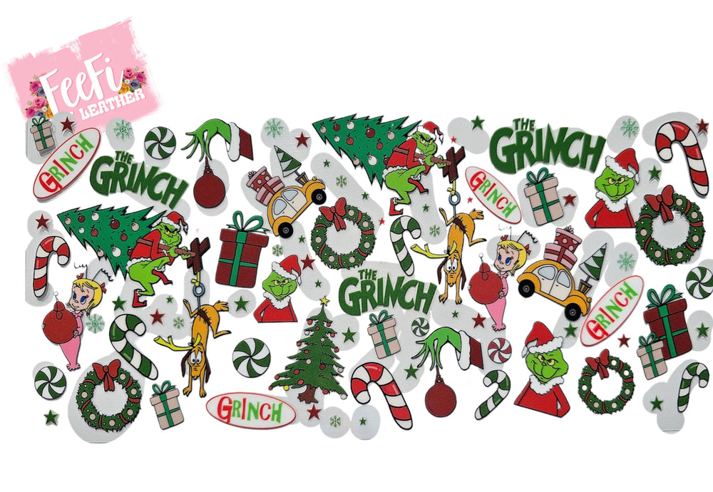 The Grinch Christmas UV DTF Cup Wrap – Easy Cup Wrap for Tumblers & Projects FeeFiFauxLeather