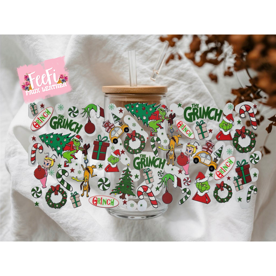 The Grinch Christmas UV DTF Cup Wrap – Easy Cup Wrap for Tumblers & Projects FeeFiFauxLeather