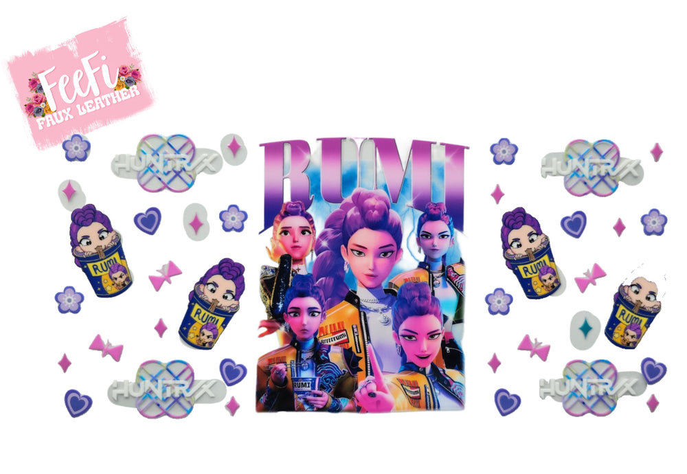 K-Pop Huntrx UV DTF Cup Wrap – Easy Cup Wrap for Tumblers & Projects FeeFiFauxLeather