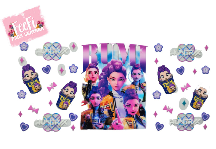 K-Pop Huntrx UV DTF Cup Wrap – Easy Cup Wrap for Tumblers & Projects FeeFiFauxLeather