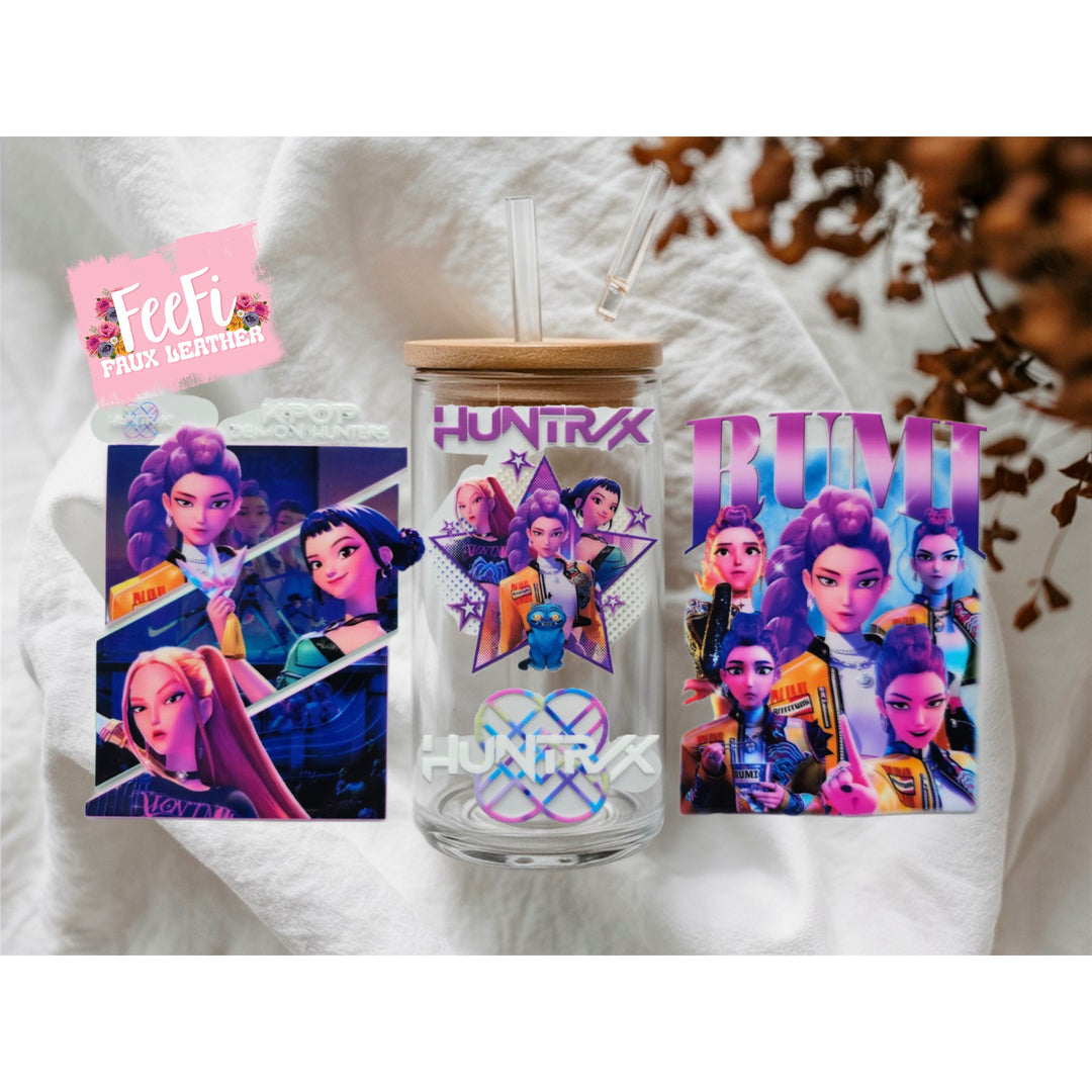 K-Pop Huntrx UV DTF Cup Wrap – Easy Cup Wrap for Tumblers & Projects FeeFiFauxLeather