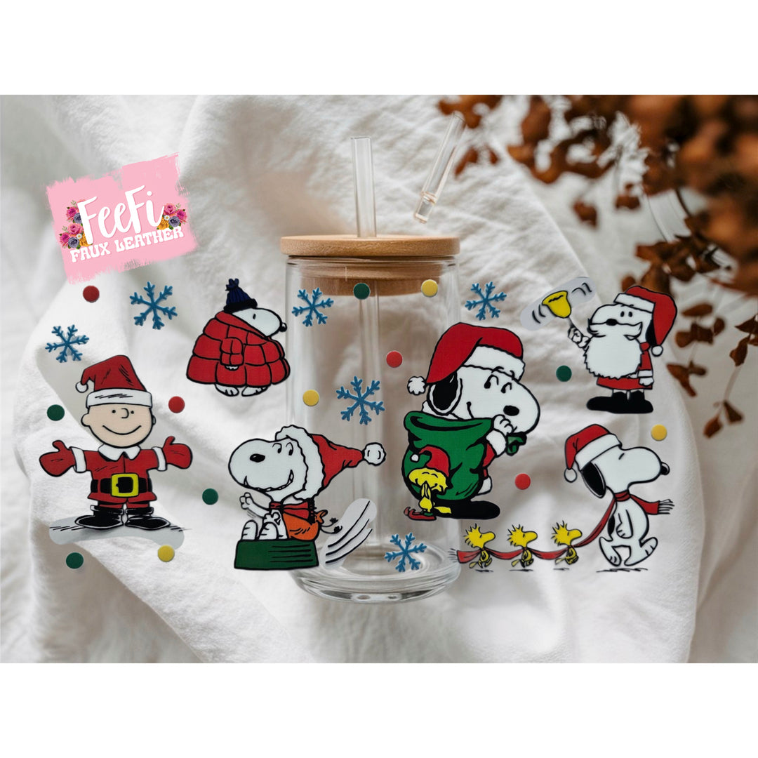 Snoopy Christmas UV DTF Cup Wrap – Easy Cup Wrap for Tumblers & Projects FeeFiFauxLeather