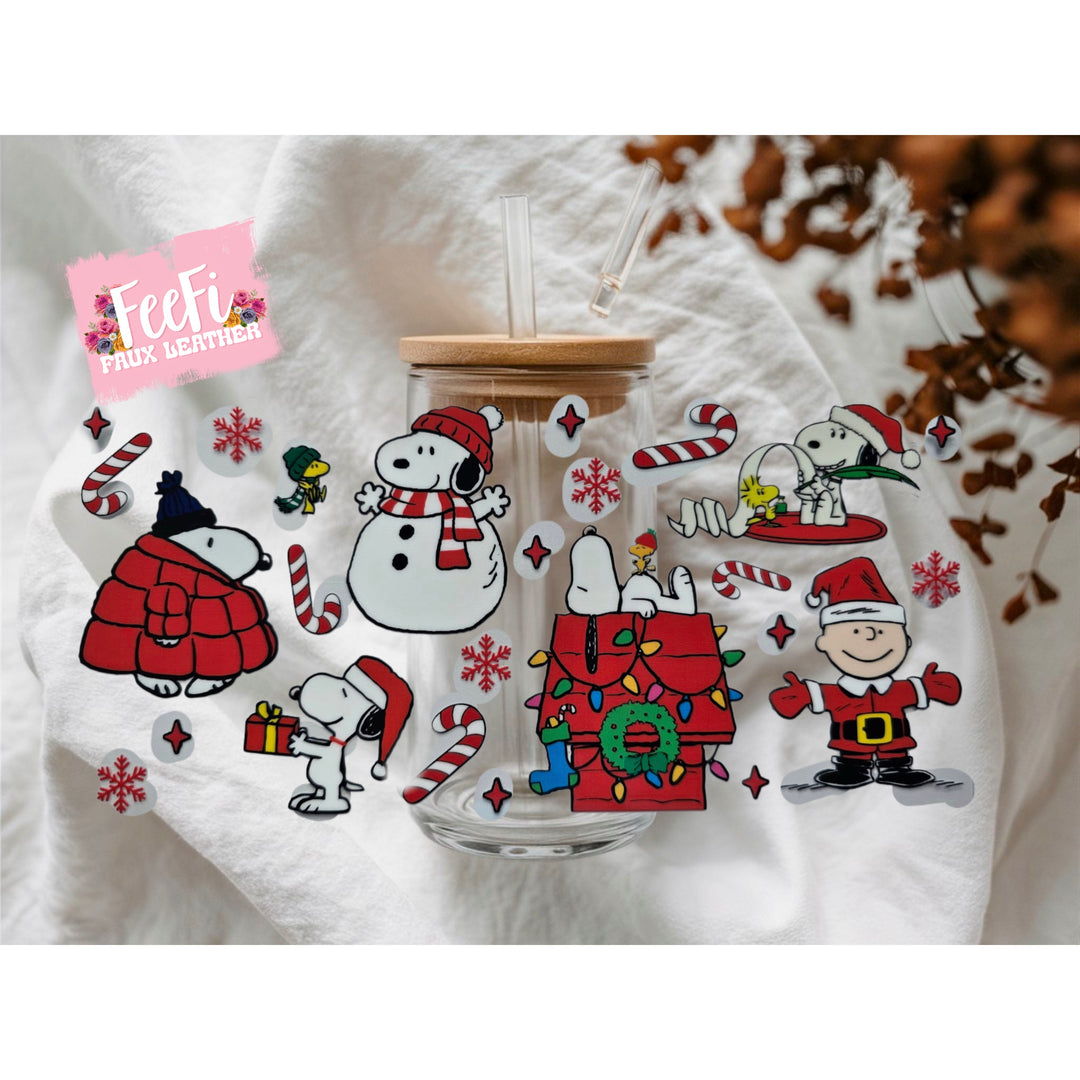 Snoopy Christmas UV DTF Cup Wrap – Easy Cup Wrap for Tumblers & Projects FeeFiFauxLeather