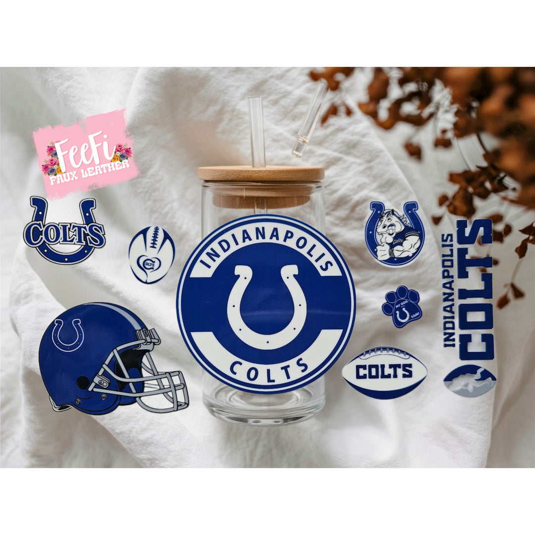 Colts Football UV DTF Cup Wrap – Easy Cup Wrap for Tumblers & Projects FeeFiFauxLeather