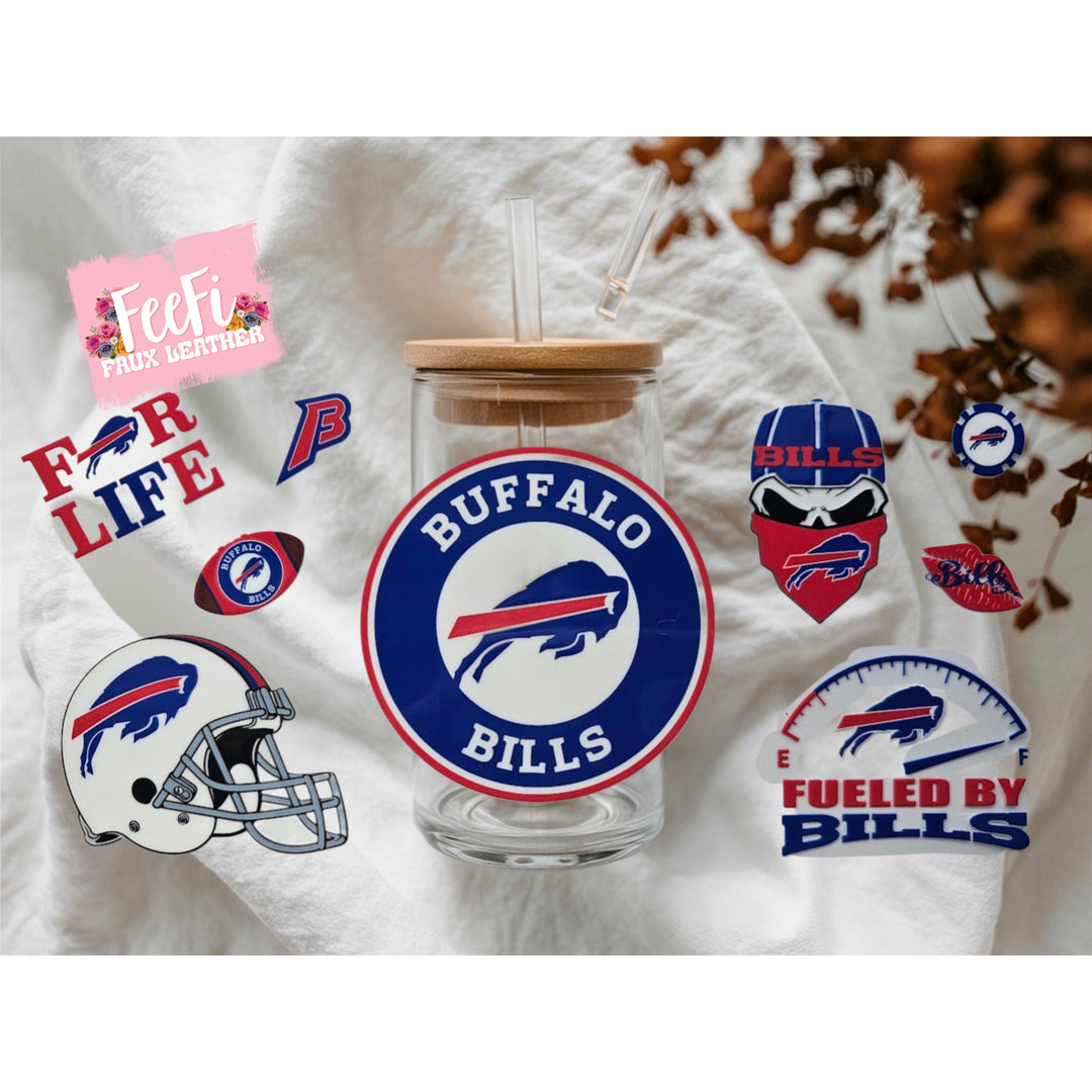 Bills Football UV DTF Cup Wrap – Easy Cup Wrap for Tumblers & Projects FeeFiFauxLeather