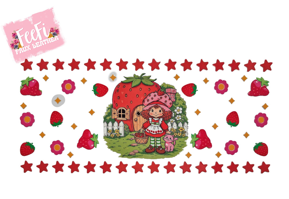 Strawberry Girl UV DTF Cup Wrap – Easy Cup Wrap for Tumblers & Projects FeeFiFauxLeather
