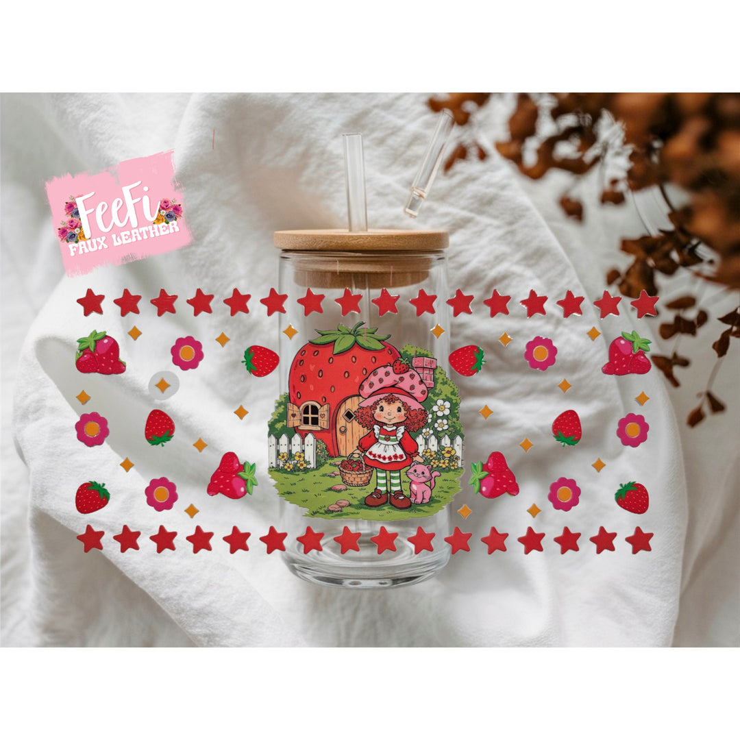 Strawberry Girl UV DTF Cup Wrap – Easy Cup Wrap for Tumblers & Projects FeeFiFauxLeather