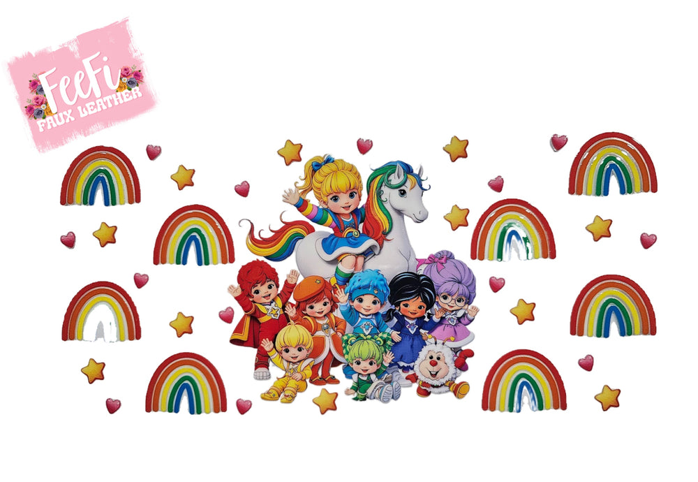 Rainbow Brite UV DTF Cup Wrap – Easy Cup Wrap for Tumblers & Projects FeeFiFauxLeather