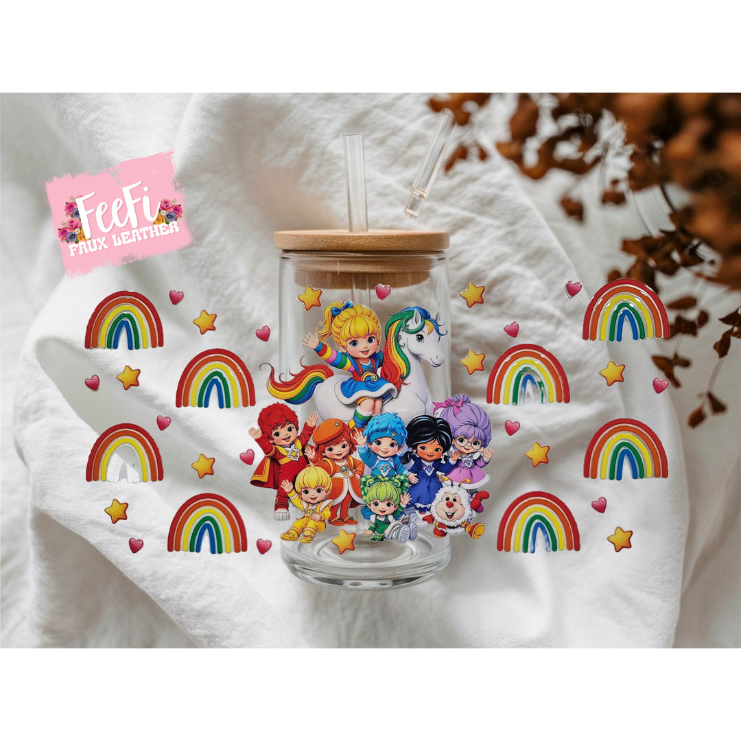 Rainbow Brite UV DTF Cup Wrap – Easy Cup Wrap for Tumblers & Projects FeeFiFauxLeather