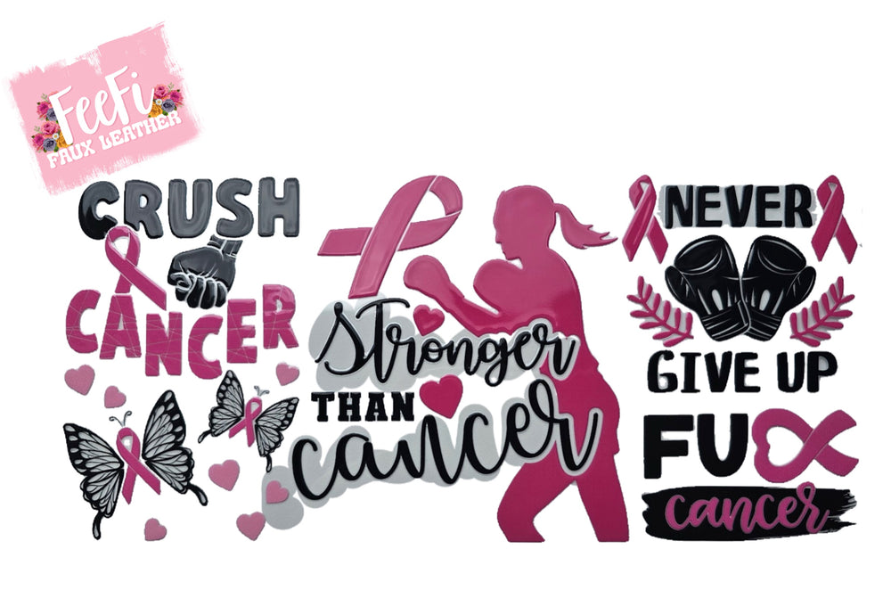Breast Cancer Awareness UV DTF Cup Wrap – Easy Cup Wrap for Tumblers & Projects FeeFiFauxLeather