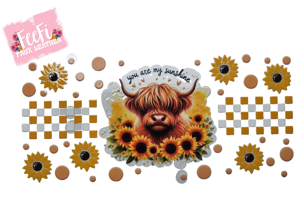 Highland Cow UV DTF Cup Wrap – Easy Cup Wrap for Tumblers & Projects FeeFiFauxLeather