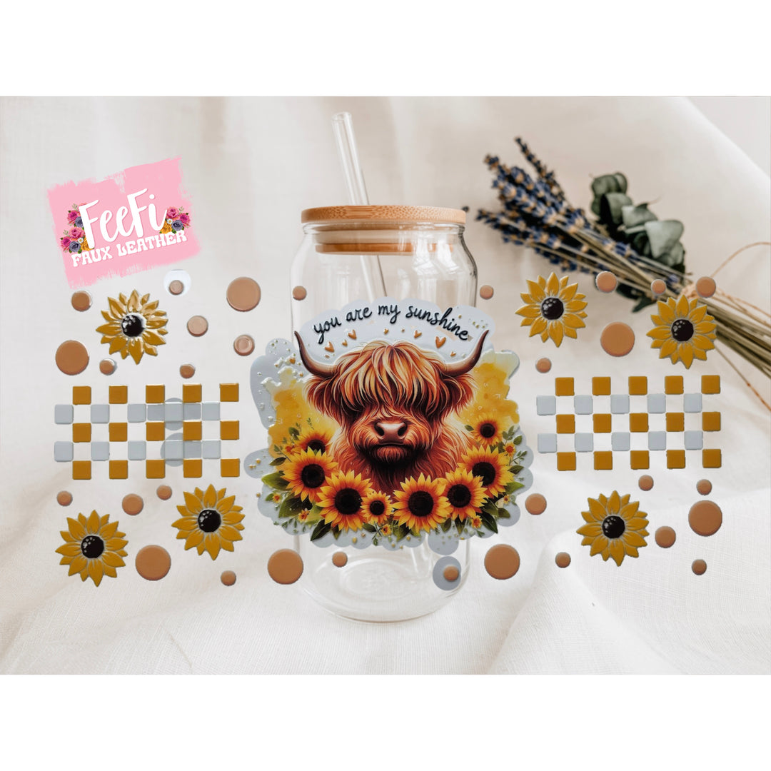 Highland Cow UV DTF Cup Wrap – Easy Cup Wrap for Tumblers & Projects FeeFiFauxLeather