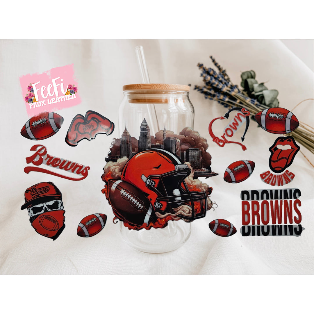 Browns Football UV DTF Cup Wrap – Easy Cup Wrap for Tumblers & Projects FeeFiFauxLeather