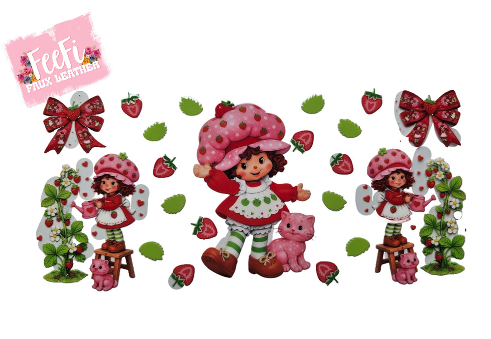 Strawberry Shortcake UV DTF Cup Wrap – Easy Cup Wrap for Tumblers & Projects FeeFiFauxLeather