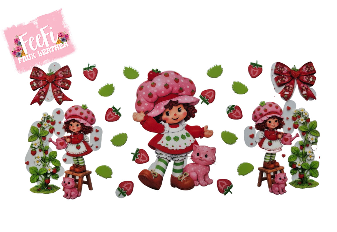 Strawberry Shortcake UV DTF Cup Wrap – Easy Cup Wrap for Tumblers & Projects FeeFiFauxLeather