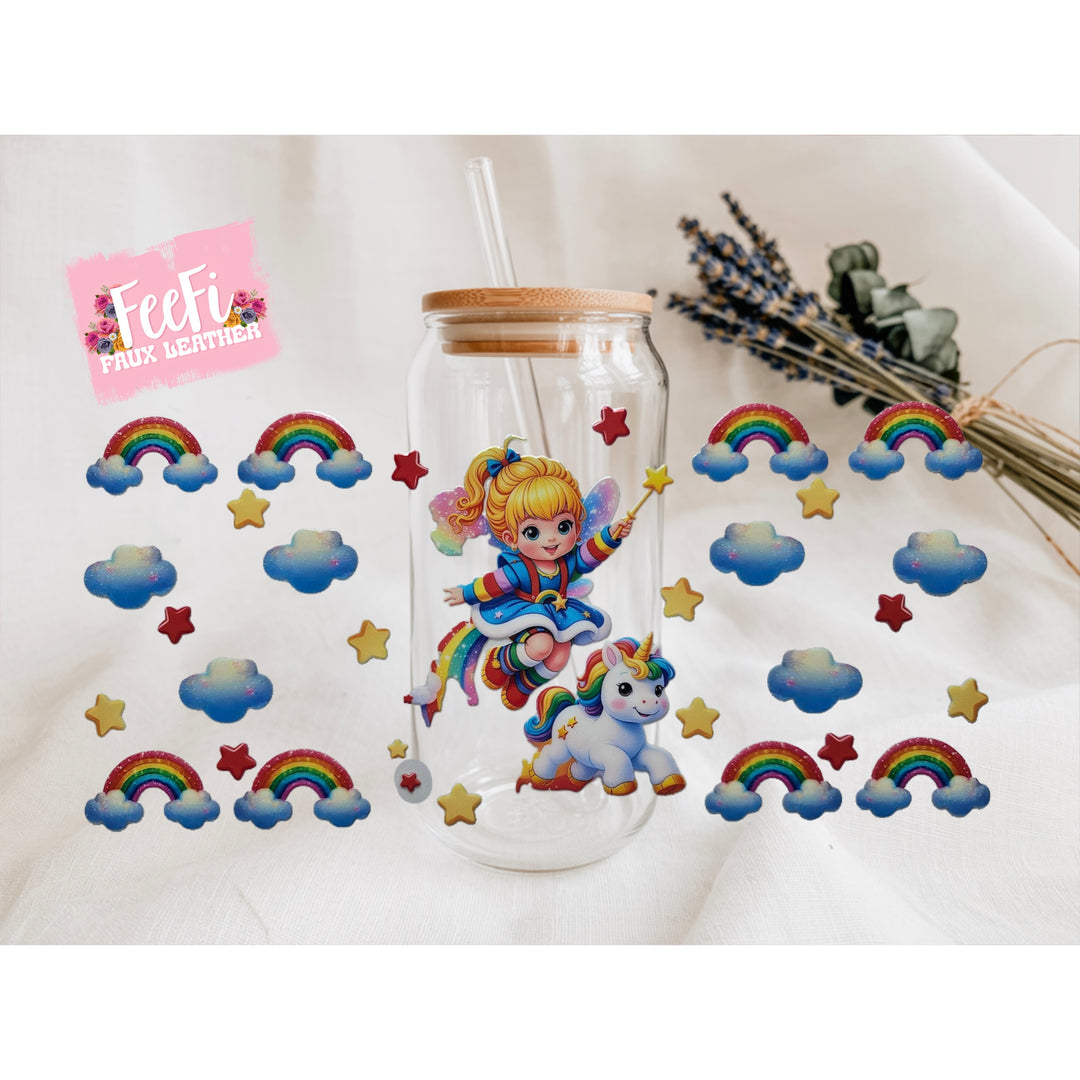 Rainbow Brite UV DTF Cup Wrap – Easy Cup Wrap for Tumblers & Projects FeeFiFauxLeather