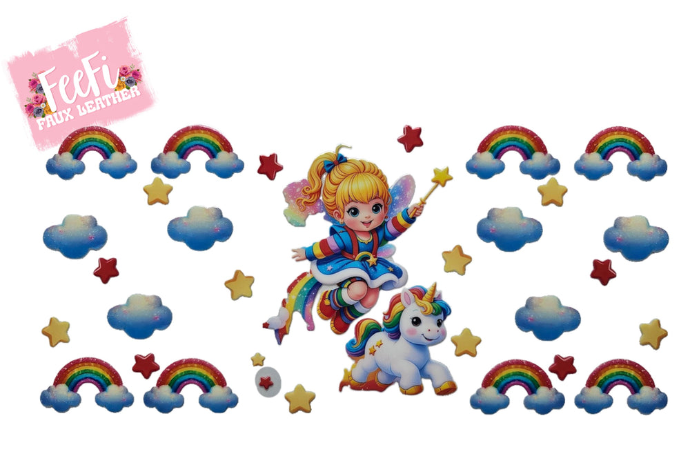 Rainbow Brite UV DTF Cup Wrap – Easy Cup Wrap for Tumblers & Projects FeeFiFauxLeather