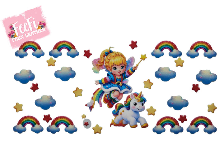 Rainbow Brite UV DTF Cup Wrap – Easy Cup Wrap for Tumblers & Projects FeeFiFauxLeather