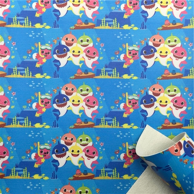 Baby Shark Printed Faux Leather Sheet FeeFiFauxLeather