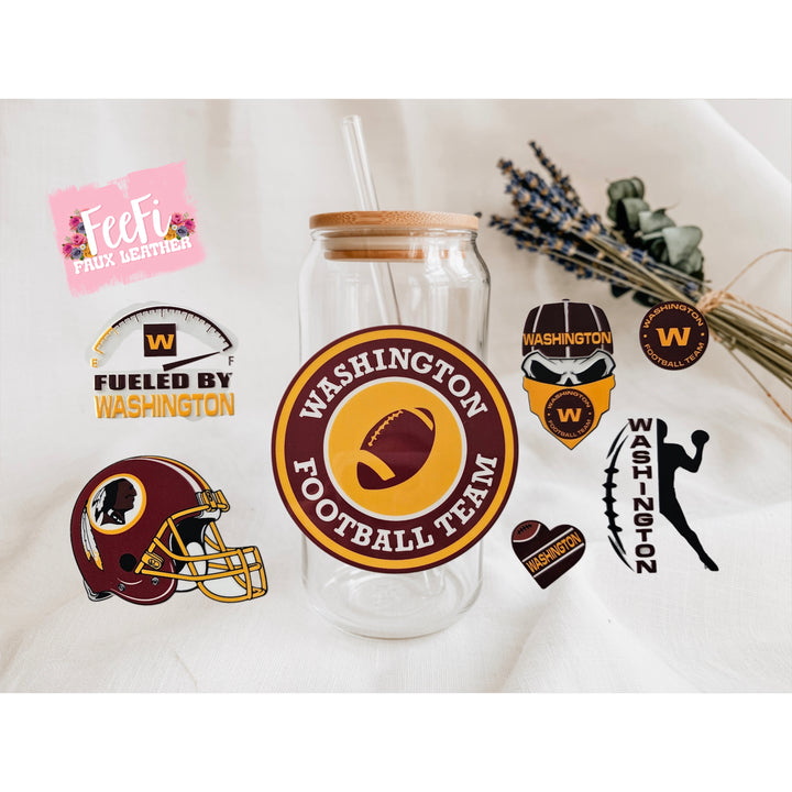 Commanders Football UV DTF Cup Wrap – Easy Cup Wrap for Tumblers & Projects FeeFiFauxLeather