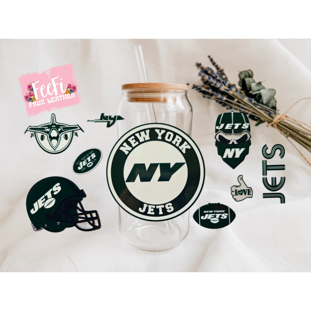Jets Football UV DTF Cup Wrap – Easy Cup Wrap for Tumblers & Projects FeeFiFauxLeather