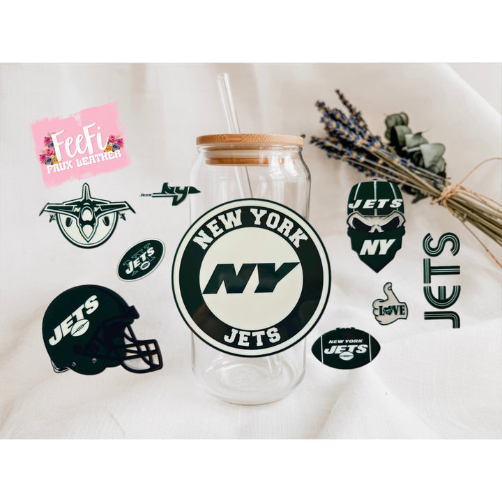 Jets Football UV DTF Cup Wrap – Easy Cup Wrap for Tumblers & Projects FeeFiFauxLeather
