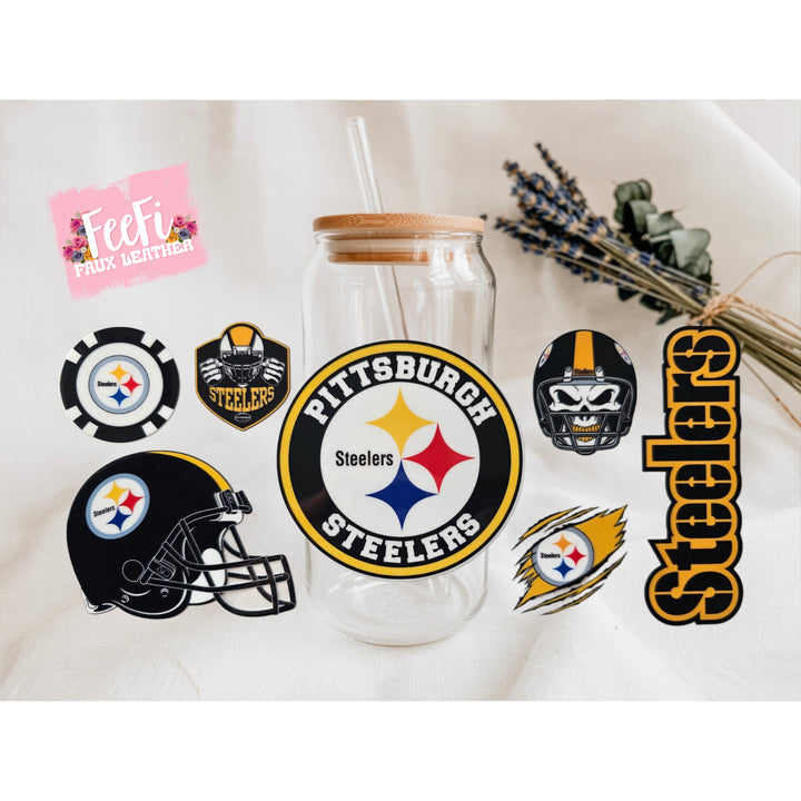 Steelers Football UV DTF Cup Wrap – Easy Cup Wrap for Tumblers & Projects FeeFiFauxLeather