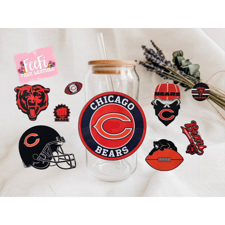 Bears Football UV DTF Cup Wrap – Easy Cup Wrap for Tumblers & Projects FeeFiFauxLeather