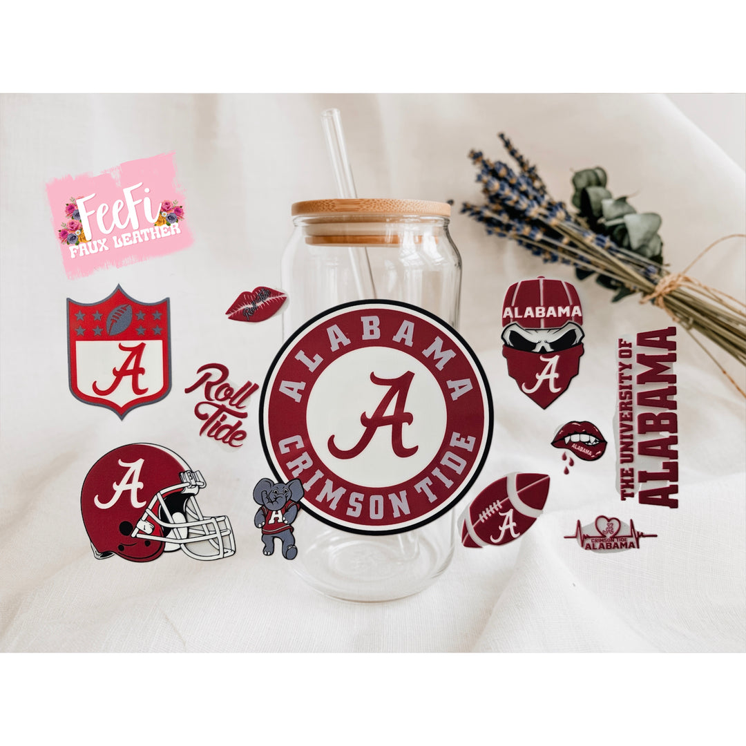 Crimson Tide Football UV DTF Cup Wrap – Easy Cup Wrap for Tumblers & Projects FeeFiFauxLeather