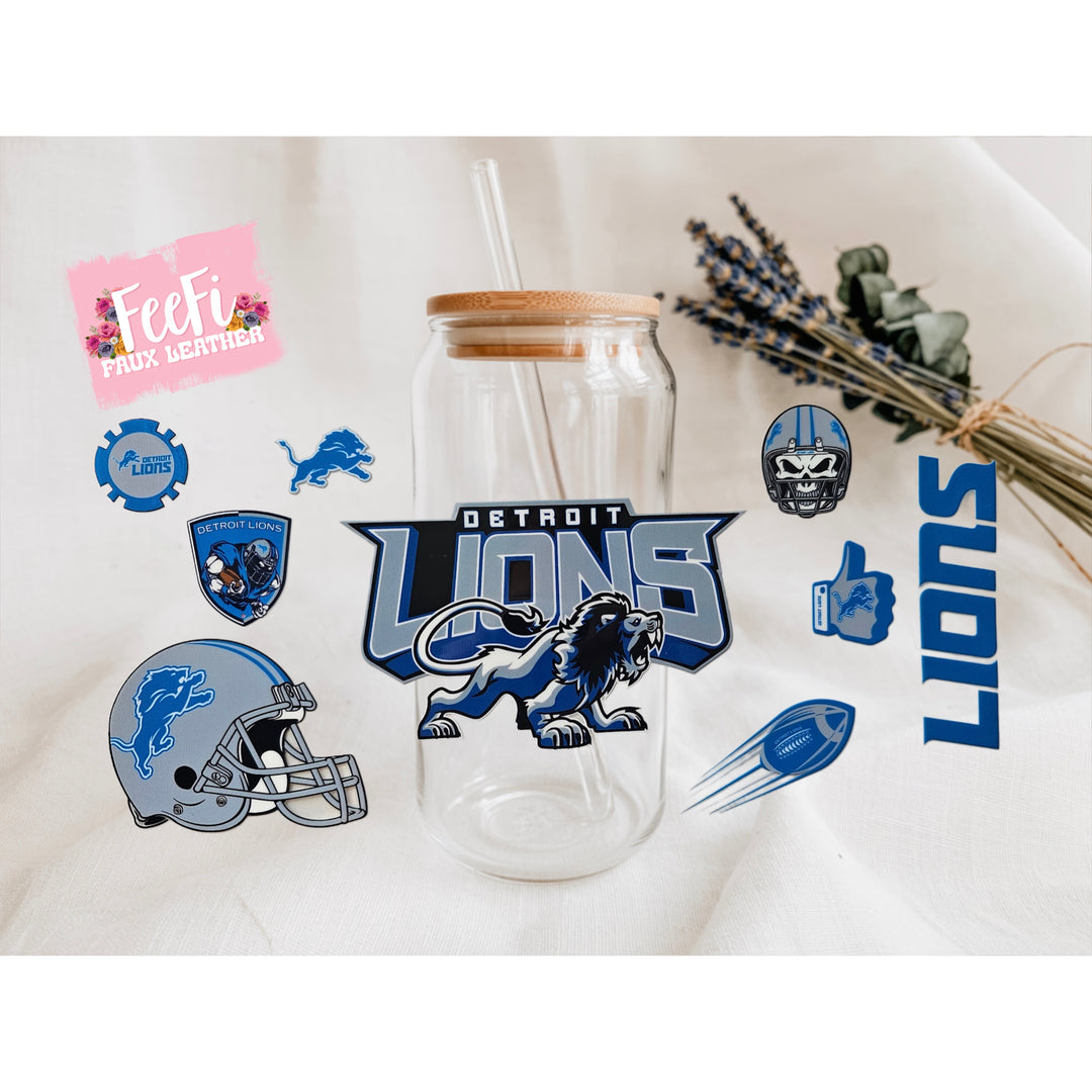 Lions Football UV DTF Cup Wrap – Easy Cup Wrap for Tumblers & Projects FeeFiFauxLeather