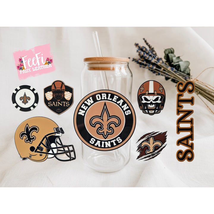 Saints Football UV DTF Cup Wrap – Easy Cup Wrap for Tumblers & Projects FeeFiFauxLeather