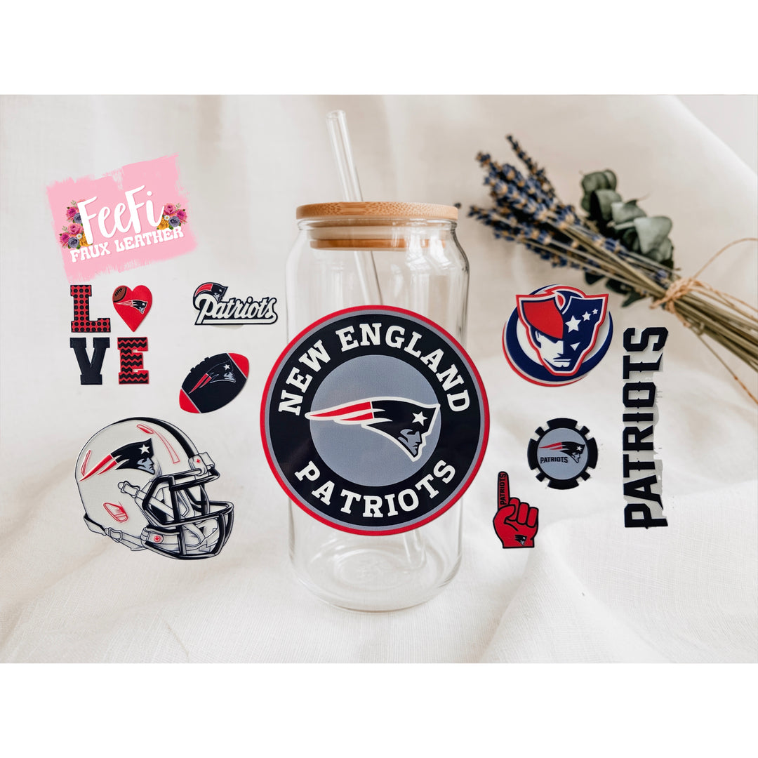 Patriots Football UV DTF Cup Wrap – Easy Cup Wrap for Tumblers & Projects FeeFiFauxLeather