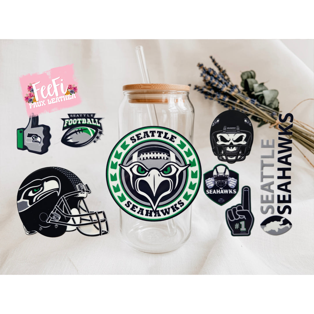 Seahawks Football UV DTF Cup Wrap – Easy Cup Wrap for Tumblers & Projects FeeFiFauxLeather